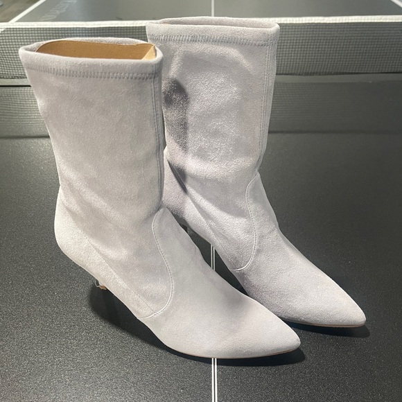 Stuart Weitzman Gray Heeled Boots - Picture 1 of 9